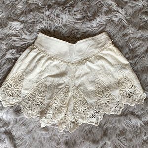 ivory embroidered stretch shorts